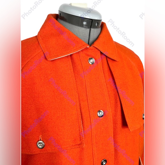 COURREGES Paris Hyperbole Vintage 1970’s Orange Wool Jacket Collared Outerwear - Picture 8 of 15